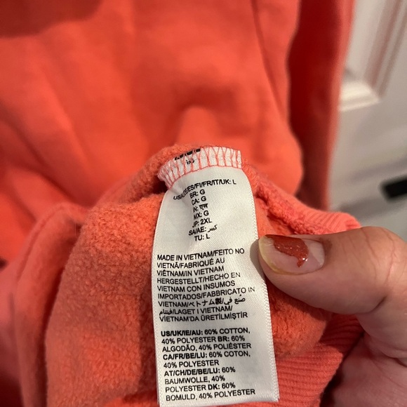 Amazon Essentials large Women's Vibrant Coral/pinkish Pullover Hoodie - Picture 3 of 7